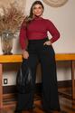 Blusa Plus Size Canelada Com Pregas