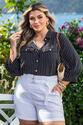 Camisa Plus Size Listras Itália Preta