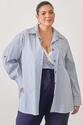 Camisa Com Top Plus Size Listrado Azul