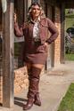 Conjunto Plus Size Jaqueta E Short Saia - Marrom