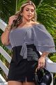Cropped Plus Size Listrado Preto