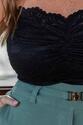 Cropped Plus Size Renda Preto