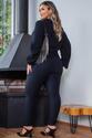 Camisa Plus Size Preta Maquinetada