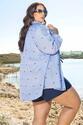Camisa Plus Size Bordada Azul