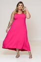 Vestido Plus Size Liso Midi Pink