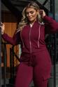 Conjunto Plus Size Jaqueta e Calça Moletinho Vinho
