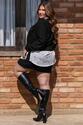 Conjunto Plus Size Jaqueta e Short Saia Preto