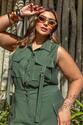 Conjunto Plus Size Bolsos Cargo Pesponto Verde