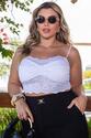 Cropped Plus Size Renda Branco