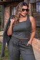 Jaqueta e Regata Plus Size em Suede Verde
