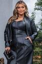 Jaqueta Plus Size em corino com zíper