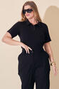 Blusa Polo Plus Size Preta