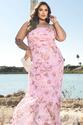 Vestido Plus Size Longo de Tule Estampado