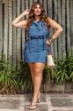 Conjunto Plus Size Bolsos Cargo Pesponto Azul