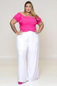 Cropped Plus Size Decote Ombro a Ombro Pink