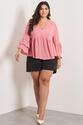 Blusa Plus Size Flora Decote V Rosa