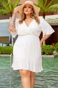 Vestido Plus Size Busto Transpassado Cru