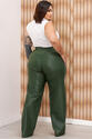 Calça Plus Size Pantalona em PU Verde