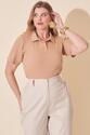 Blusa Polo Plus Size Bege