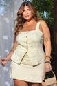 Conjunto Plus Size Botoes Orgânico Amarelo