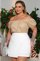 Short  Saia Plus Size Transpassado Bergamo Branco