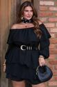 Conjunto Ciganinha e Shorts Saia Preto