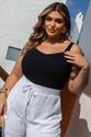Cropped Plus Size Canelado Preto