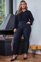 Camisa Plus Size Preta Maquinetada - Preto