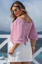Cropped Plus Size Listrado Rosa