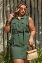 Conjunto Plus Size Bolsos Cargo Pesponto Verde