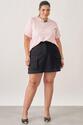 T-shirt Plus Size Malha de Algodão - Rosa