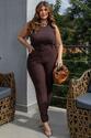 Regata Plus Size Canelada Marrom