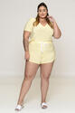 Pijama Plus Size Estampa Vichy Amarelo