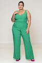 Conjunto Plus Size Cropped e Pantalona Verde