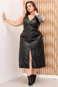 Vestido Plus Size em PU Preto