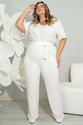 Calça Plus Size Reta Cintura Alta Off White