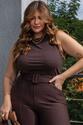 Regata Plus Size Canelada Marrom