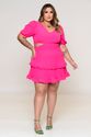 Vestido Plus Size Recortes Texturizado Pink