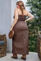 Conjunto Plus Size Cropped e Saia em Corino