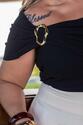 Blusa Plus Size Preta Com Fivela