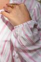Camisa e Cropped Plus Size Listrado Rosa