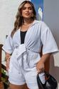Conjunto Plus Size Kimono e Short Jacquard Branco
