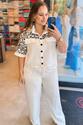 Conjunto Plus Size Off White Camisa e Calça