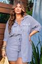 Conjunto Camisa e Shorts Listrado Azul