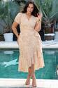 Vestido Plus Size Areia Bordada Bege