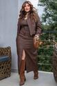 Jaqueta Plus Size em corino com zíper marrom