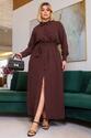 Chemise Plus Size Com Cinto Marrom