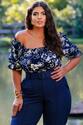 Ciganinha Plus Size Floral Azul
