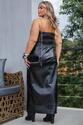 Conjunto Plus Size Cropped e Saia em Corino Preto