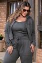 Jaqueta e Regata Plus Size em Suede Verde